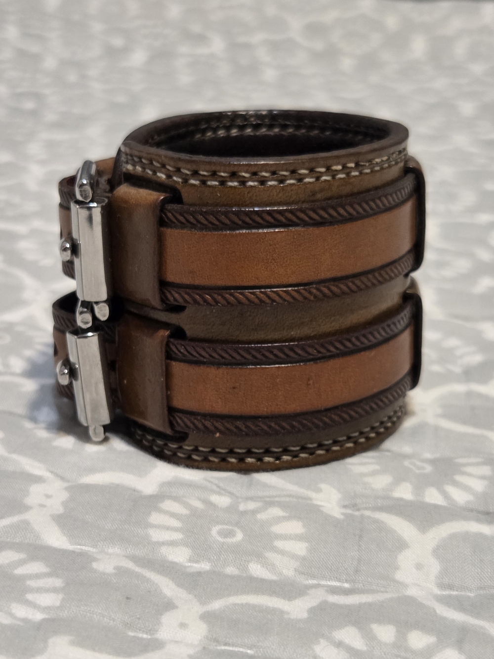 Handmade Cuff With Rope Embossed Straps - Picture 2 of 10